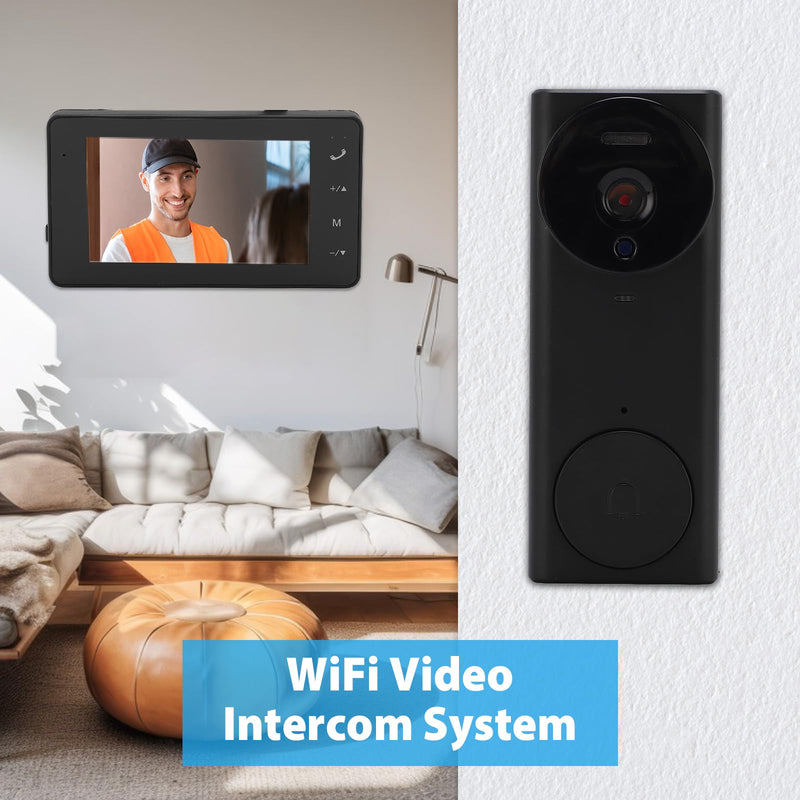 Video Doorbell, Video Intercom System, Night Vision, Two Way Voice, 170° Viewing Angle, Doorbell with Camera Monitor, Doorbell for Villa House Office Apartment