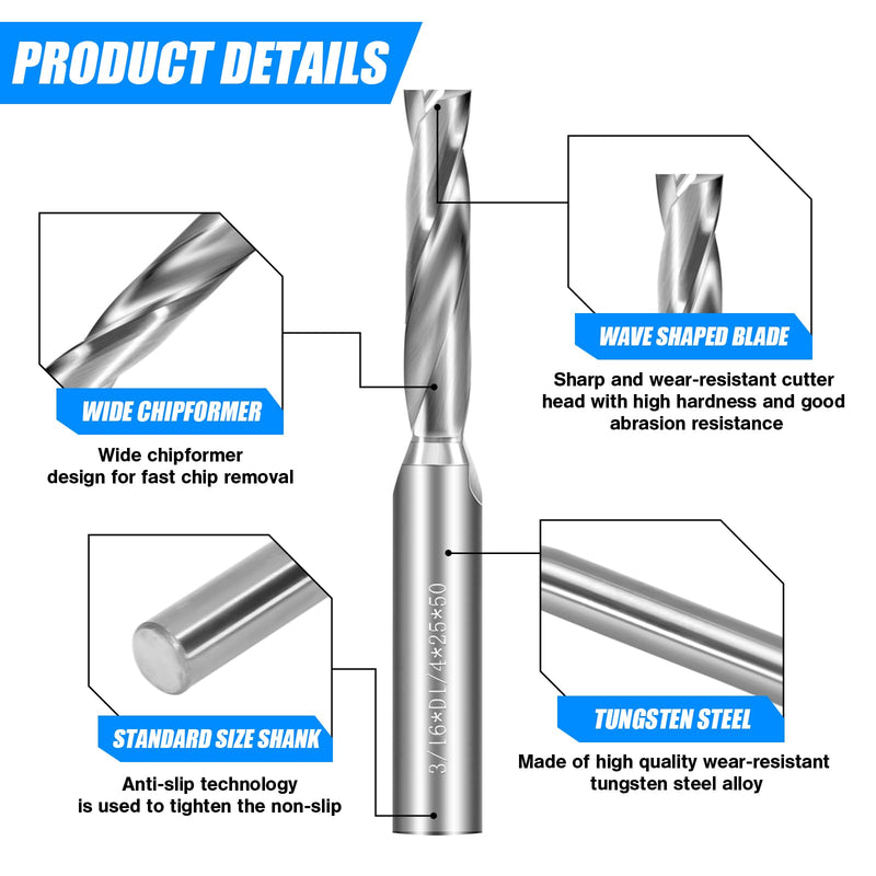1/4" Flat Bottom Drill Bits, 2Pcs Solid Carbide Drill Bits, Tungsten Drill Bit Set, Metal Drill Bit Set for Hardened Stainless Steel Steel Cast Iron Alloy Copper, High Precision CNC Jobber Drill Bits 2 1/4 in