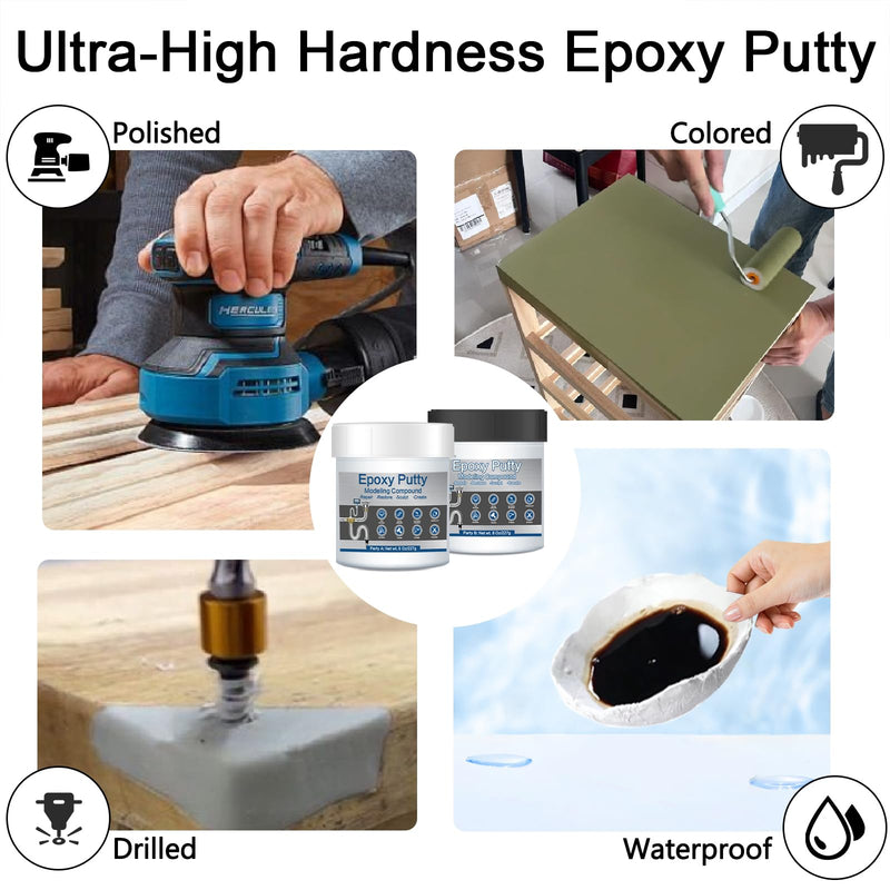 Epoxy Putty, 16 oz AB Metal Epoxy Filler Putty Fast Repair Self-Hardening Pool Putty for Leaks Underwater High Adhesive Epoxy Sculpt Clay for Metal Wood Tile Repairing, Bonding, Sculpting White