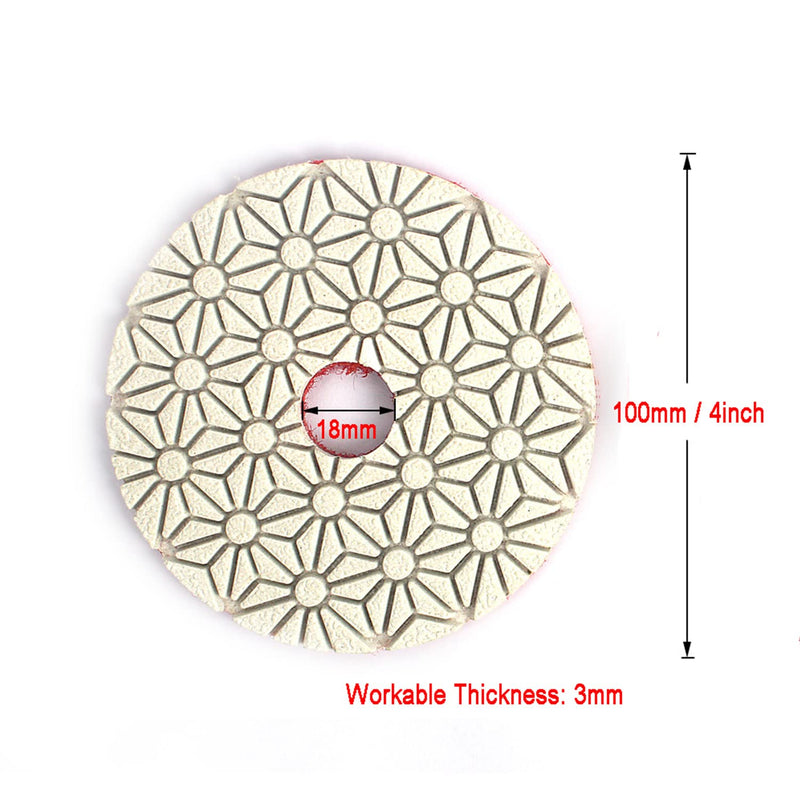 100mm 3 Steps Diamond Polishing Pads Flexible Wet Use for Granite Polishing Tool Marble Concrete Grinding Step-1-2-3-3pcs
