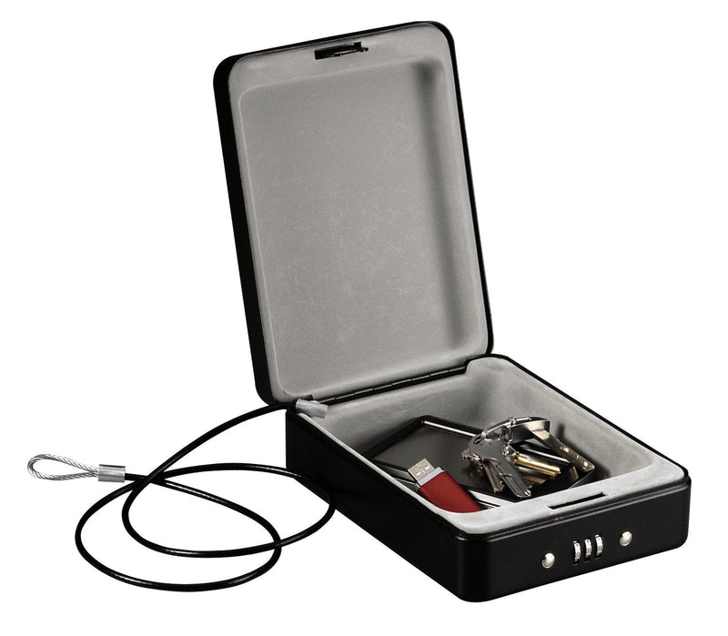 SentrySafe Small Safe, Black Lock Box with Combination Lock for Office or Dorm Secures Money, Passport, Jewelry, 0.05 Cubic Feet, Exterior: 2.6 in. H x 5.9 in. W x 8.0 in. D, ‎P005C Combo Lock
