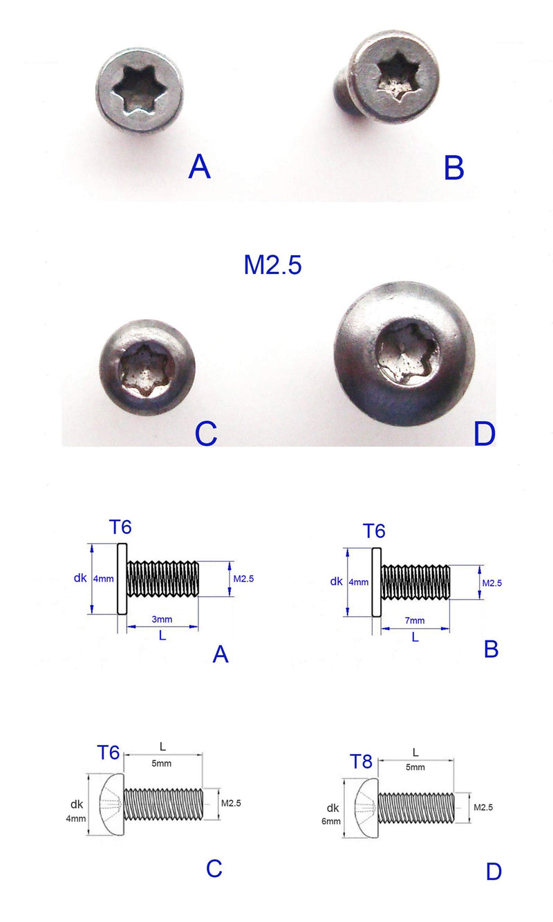 Reluen Pocket blade handle screws,folding knives hilt fasteners,shaft pivot pin rivets, pack of 40 pieces M2.5 (M2.5)