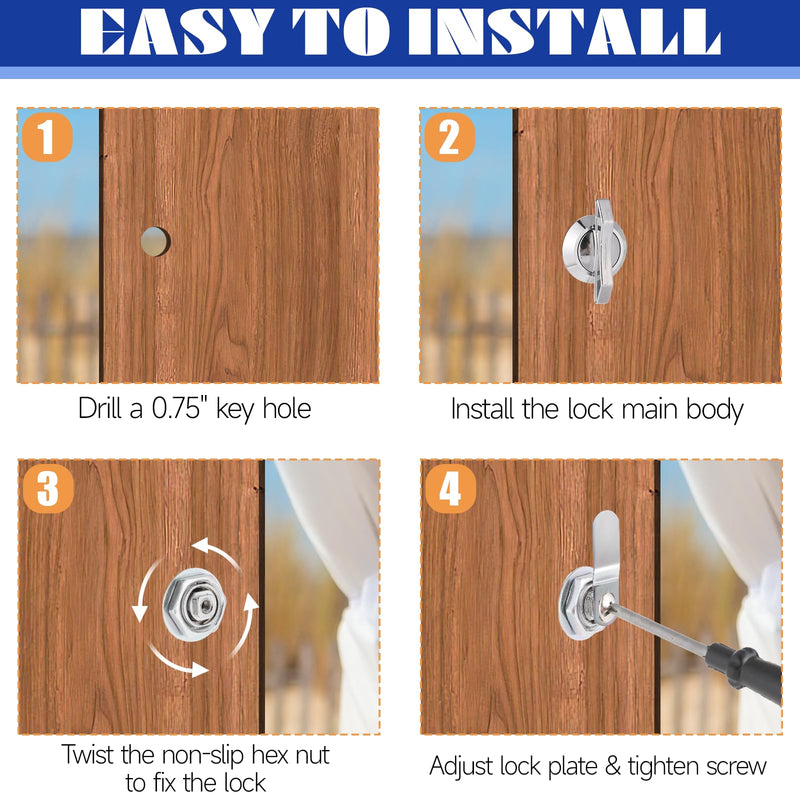 Thumb Operated Offset Cam Locks, 3/8", 5/8", 7/8" Keyless Cabinet Locks for RV Storage Doors, Camper Compartments, Mailbox Drawers, Zinc Alloy Rustproof Latch with Straight & Bent Locking Arms, 8-Set