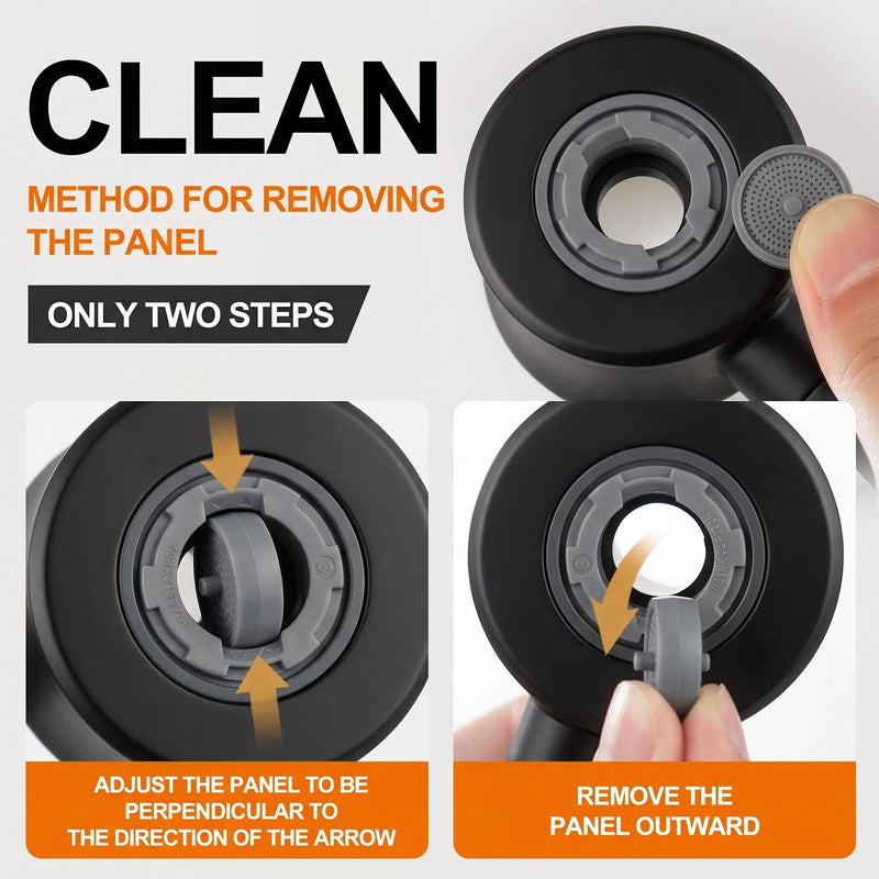 2 Pack Metal Faucet Aerator - Dual Modes Sink Sprayer Attachment for Bathroom - 360° Swivel Kitchen Faucet Sprayer Attachment - Anti-clogging Design - Black 2