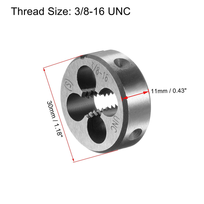 uxcell Round Die Stock Handle Wrench Set, 3/8-16 UNC Threading Die and 30mm Die Holder (Fits: 20mm-30mm OD Die / M9-M11 Thread Die) Adjustable for Bolt Thread Repair