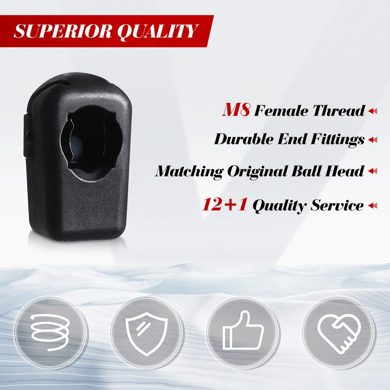 Vepagoo Gas Strut Nylon End Fittings fit for 10MM Ball Socket, with M8 Thread 4pcs Straight Detachable Shock Lift Jiont Connector M8 (10mm)
