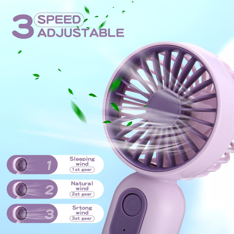 6 Pcs Mini Portable Fan Bulk Cute Handheld Lightweight Small Little Personal Hand Eyelash Fan 3 Speeds USB Rechargeable for Women Men Indoor Outdoor Makeup Travel (Blue,Pink,Purple) 6 Blue, Pink, Purple