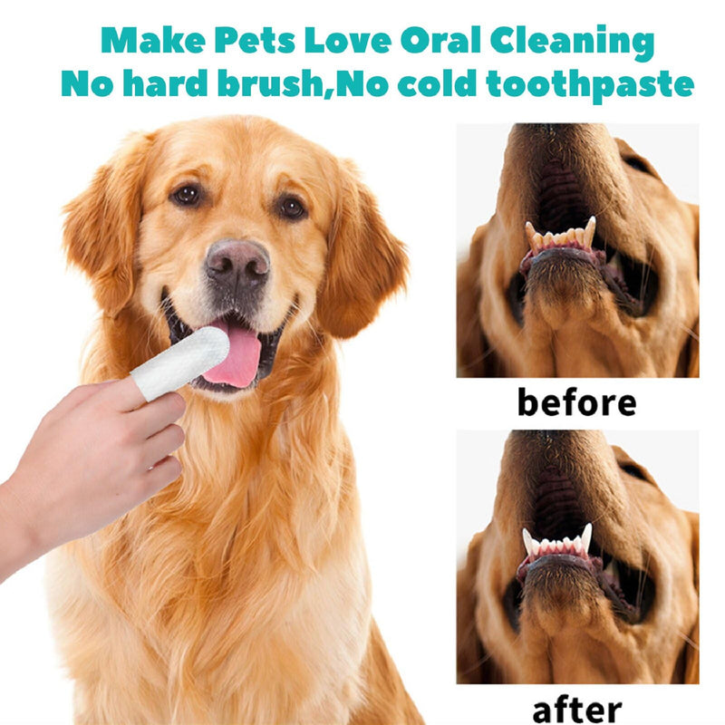 JoanofArc Cats Dogs Dental Care Finger Wipes, Dog Teeth Cleaning Wipes for Dogs & Cats, Gentle Cleansing, Freshens Breath and Reduce Plaque Tartar for Daily Oral Care for Pet Dogs Cats - 50 Count