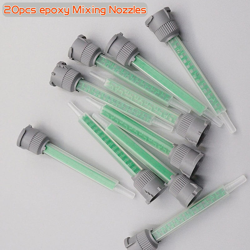20 Mixing Nozzles Epoxy Adhesive Mixing Nozzle Tips Epoxy Resin Mixer Glue Gun Applicator for 50ml/1.7oz (1:1/2:1 Ratio)
