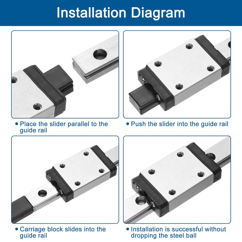 uxcell 2pcs MGN7 150mm Linear Guide Rail with 2pcs MGN7H Sliding Carriage Block Bearing Steel and 2pcs Plastic Mini MGN12 Linear Guide for DIY 3D Printers and CNC Machine, Silver
