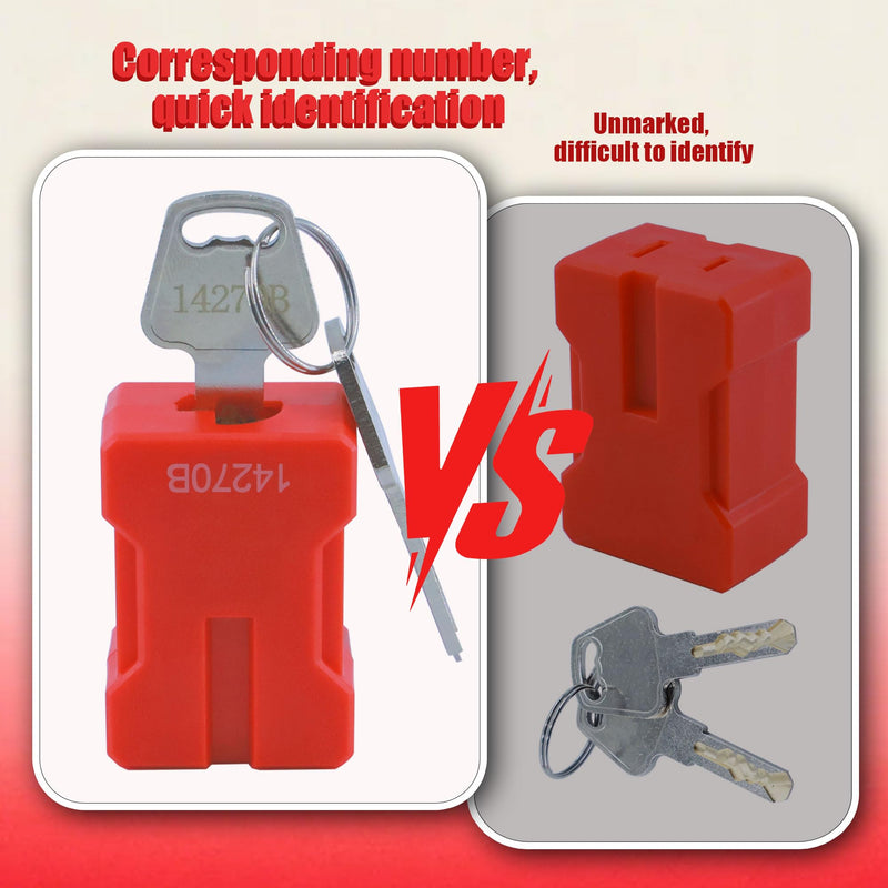 4PCS Plug Lock Electrical Cord Plug Lockout Device Plug Locking Safety Locks Fits 2 & 3 Prong Plugs Electrical Shutdown Service Keyed Different, 2 Keys Red-4