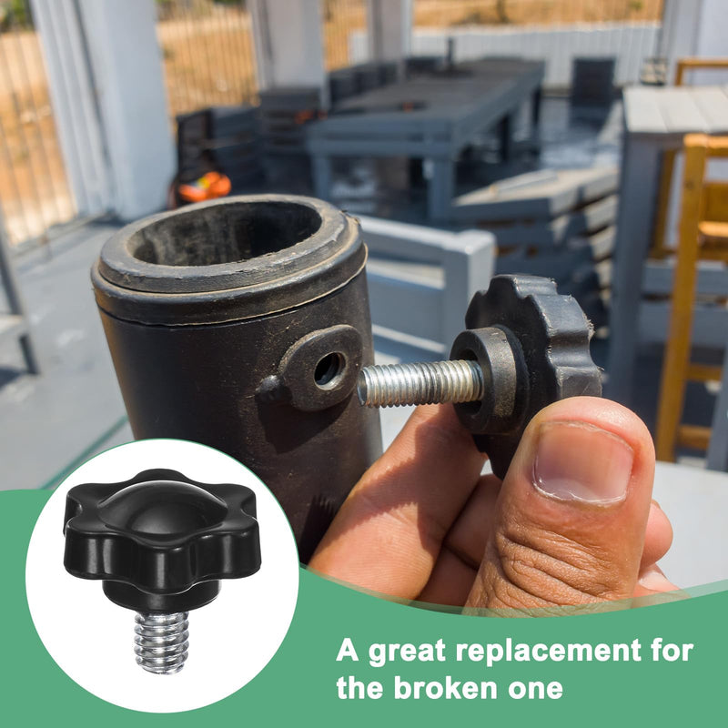 5-Pack Star Clamping Knobs, 1/4"-20 x 0.31 Male Thread Hand Tightening Screw for Machinery/Electronic/Furniture/Umbrella Base, Hex Shaped Machine Handle Replacement [Black] 5 1/4"-20 x 0.31"