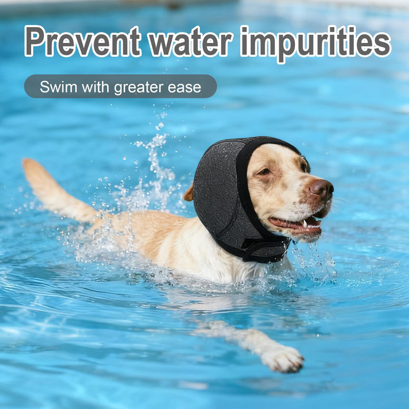 Dog Ear Muffs,no Flap Ear Wraps for Dogs,Dog Ear Covers for Bath,Drying Swim Noise Ear Protection for Dogs for Fireworks Traveling(Grey,M)