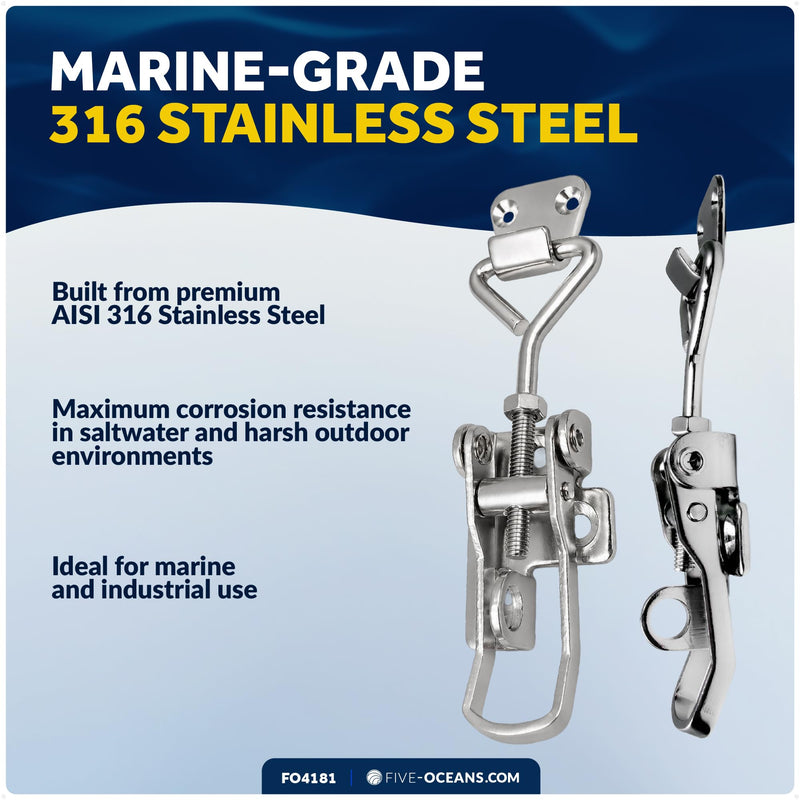 Five Oceans Toggle Latch Clamp - Adjustable Latch, Marine Locker Clamp Latch, Anti-Rattle Latch Fastener Clamp 1