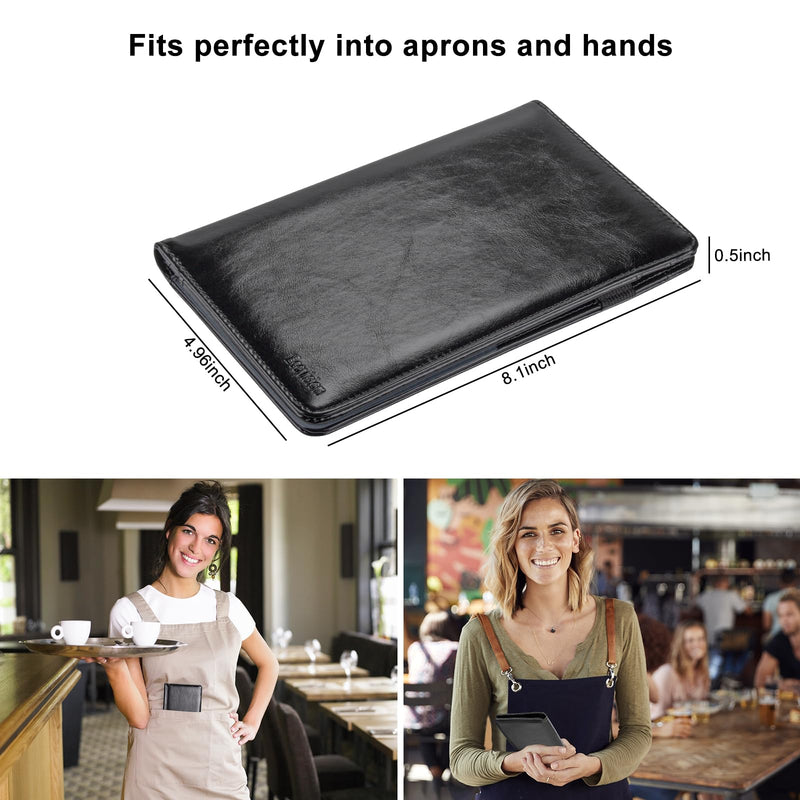 EcoVision Server Books for Waitress,Leather Waiter Book with Zipper Pocket, Server Booklet Restaurant Waitstaff Organizer, Serving Book Guest Check Book Holder Money Pocket Fits Server Apron (Black) Black - NewNest Australia