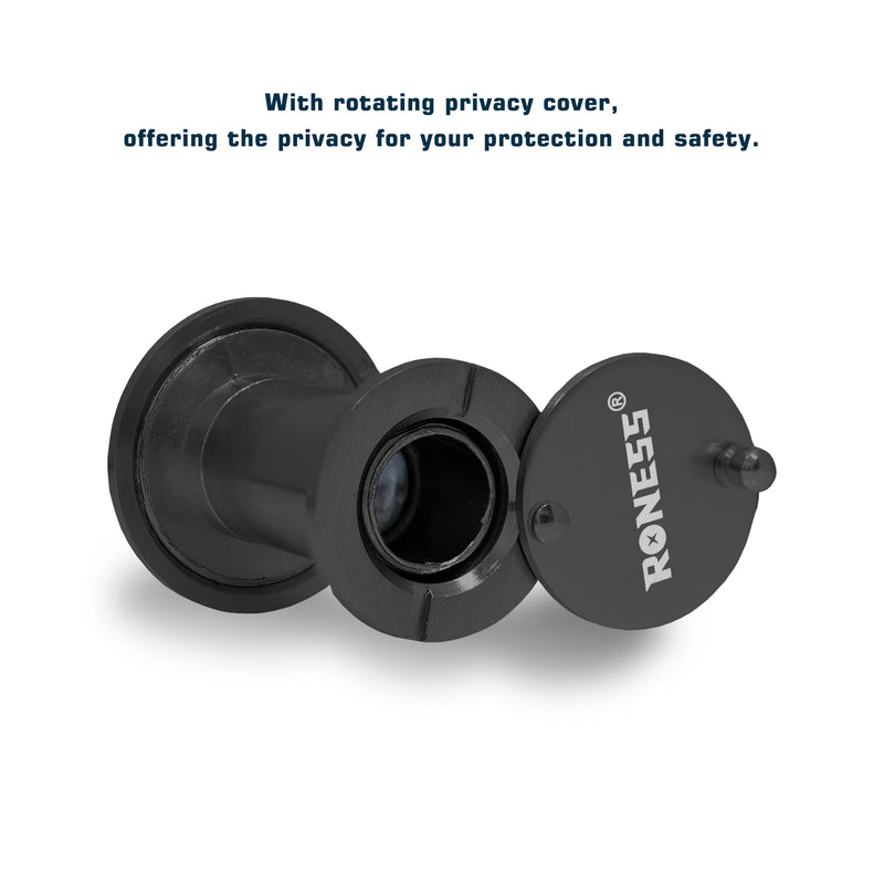 Door viewer, Peephole for Door, Door Peephole with Cover,Security Peephole with Rotating Cover, Wide Angel Peephole, Door viewer Adjustable for 1.38-2.17in with Drill bit (Black) 1.38-2.17inch Black