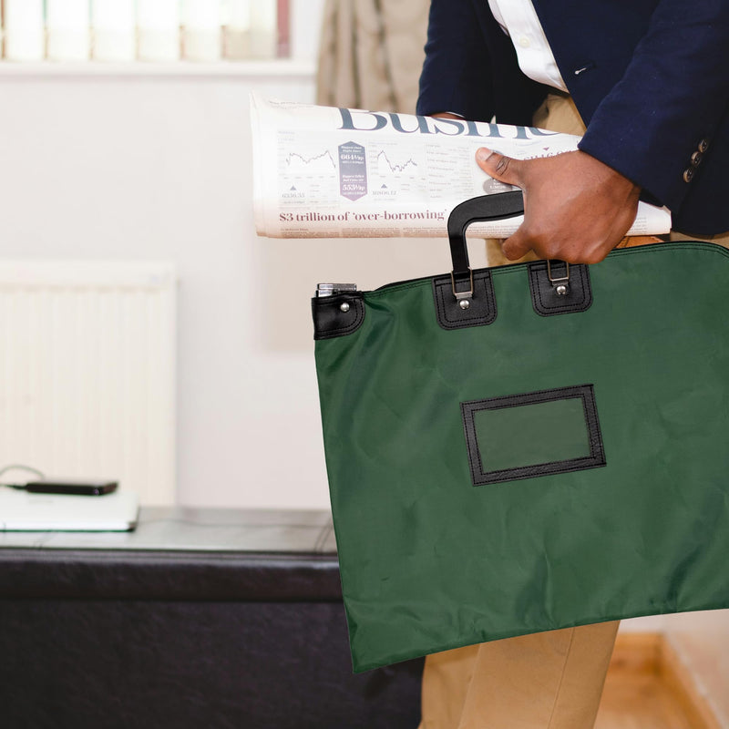 Locking Document Security Bag handles HIPAA Compliant Medical Transport Business Financial 15” x 19” Forest Green