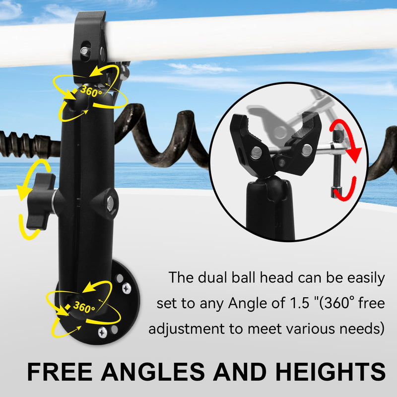 Trolling Motor Anti-Vibration Stabilizer Bracket, 360° Adjustable, Fits 2" Bars, Secure Lock Support for Minn kota Terrova/Ulterra/PowerDrive, Tough-Claw Trolling Motor Shaft Securely