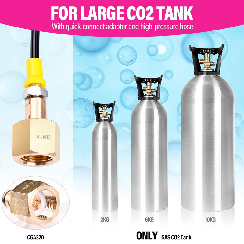 CO2 Quick Adapter with 60in High-pressure Hose, CO2 Quick-Connect Compatible with Duo/Terra/Art/E-Duo/E-Terra/Crystal 3.0/GAIA Soda Maker, CGA320 Valve for Large CO2 Tank