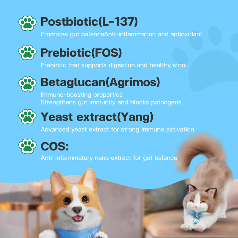 BIO Supplement for Cats & Dogs – Anti Diarrhea for Dogs, Gut Health Paste with Postbiotics, Prebiotics, FOS, L-137, Yeast Extract – Anti Diarrhea for Dogs, 30 Sachets