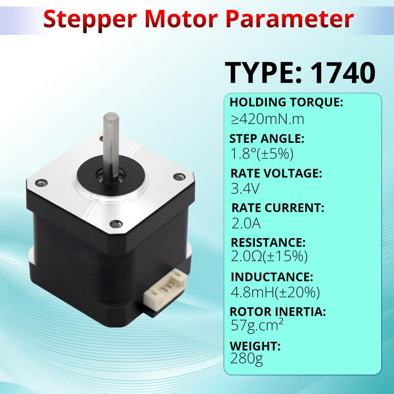 HXH Nema 17 Stepper Motor 1.8° 2.0A 3.4V, 420mN.m (59.5oz·in) Holding Torque 40mm Body,42 Two-Phase Hybrid Stepper Motor with 39.4Inch Cable for 3D Printer & CNC Engraver(3PCS) 17-40