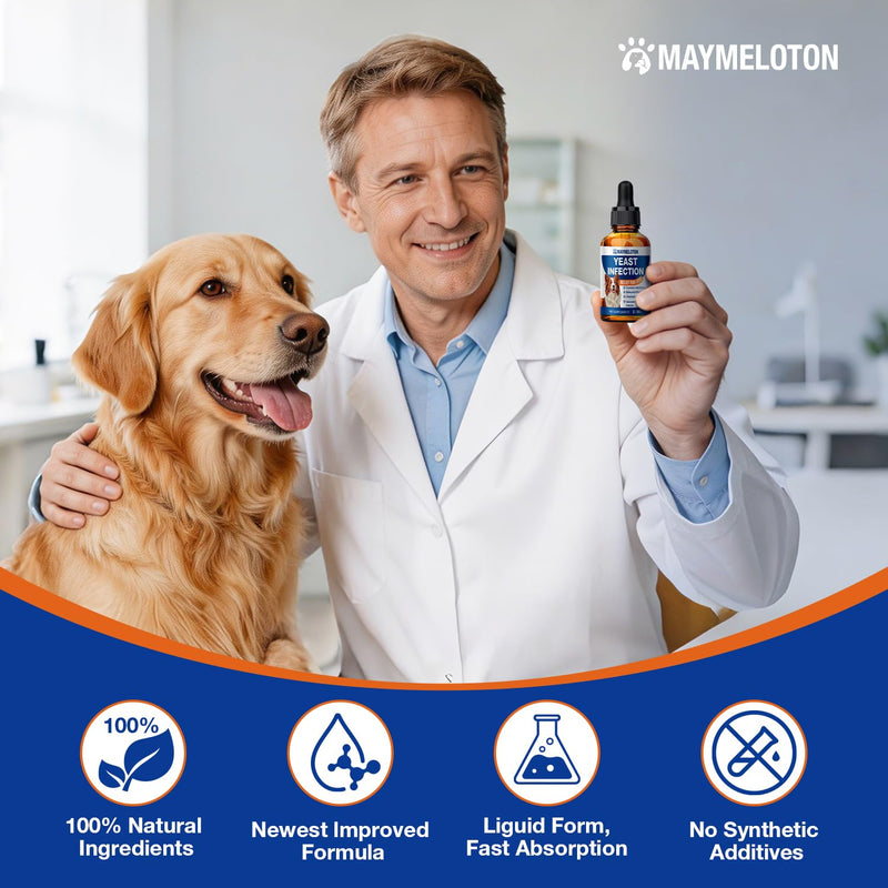 Yeast Infection Treatment for Dogs, Dog Ear Infection Treatment, Soothe Ear & Paw Discomfort, Ease Irritation & Inflammation, Aid Pet Skin Allergy, Bacon Flavor 60ml Dog Itch Relief Supplement 1 Pack