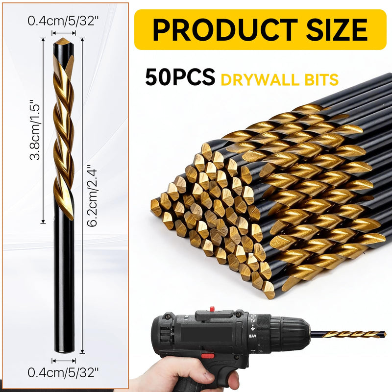 50 Pcs 5/32" Drywall Router Bits, Drywall Guide Point Cutting Bits, Drywall Drill Bit, Drywall Cutting Tools for Used for with Spiral Saw and Power Tools