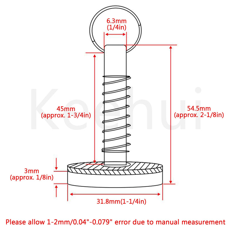 Stainless-Steel 316 Dia:1/4in（6.3MM） Hatch Cover Pull Handle with Spring Hidden Pin Button for Fishing Boat Yacht 2 PACK