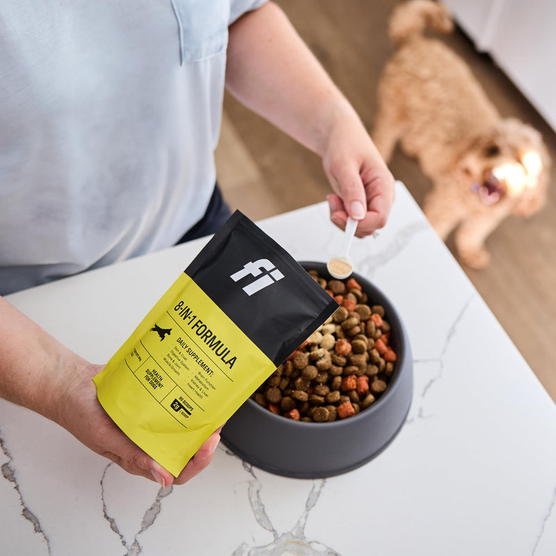 Fi 8-in-1 Dog Health Supplement - Daily Formula Supporting Essential Health Functions - Hip and Joints, Digestion, Skin, and Activity - 19 Active Ingredients (Glucosamine) + 90 Servings - PawsPlanet Australia