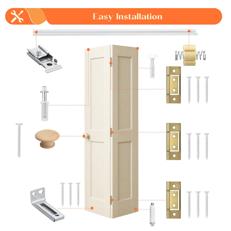 30-Inch Bifold Door Hardware Kit with Track, Closet Door Track Repair Tool Kit, Metal Track Kit for Door Use, White, Boxed 30 Inch