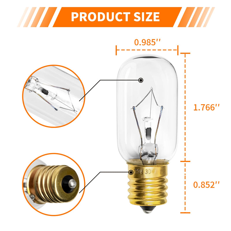 Belleone Light Bulb Fits for LG Microwave Oven - Compatible with LG Frigidaire Kenmore Whirlpool GE Over The Range Microwave, Dimmable 125V 30W E17 Base, Kitchen Night Light, Repalces 6912W1Z004B 2 Pack