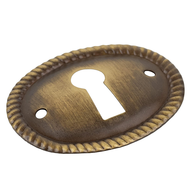Oval Antique Brass Decorative Keyhole Cover | 1-1/8" H x 1-1/2" W | Keyhole Escutcheon Plate for Cabinet Door, Dresser Drawers, Desk | Antique, Modern Furniture Hardware | UA-249-AB