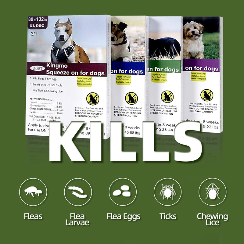 Flea and Tick Prevention for Dogs, Dogs Flea & Tick Treatment with Fipronil, Long-Lasting & Fast-Acting Topical Flea & Tick Control Drops (3 Doses, 5-22lbs) 3 Doses