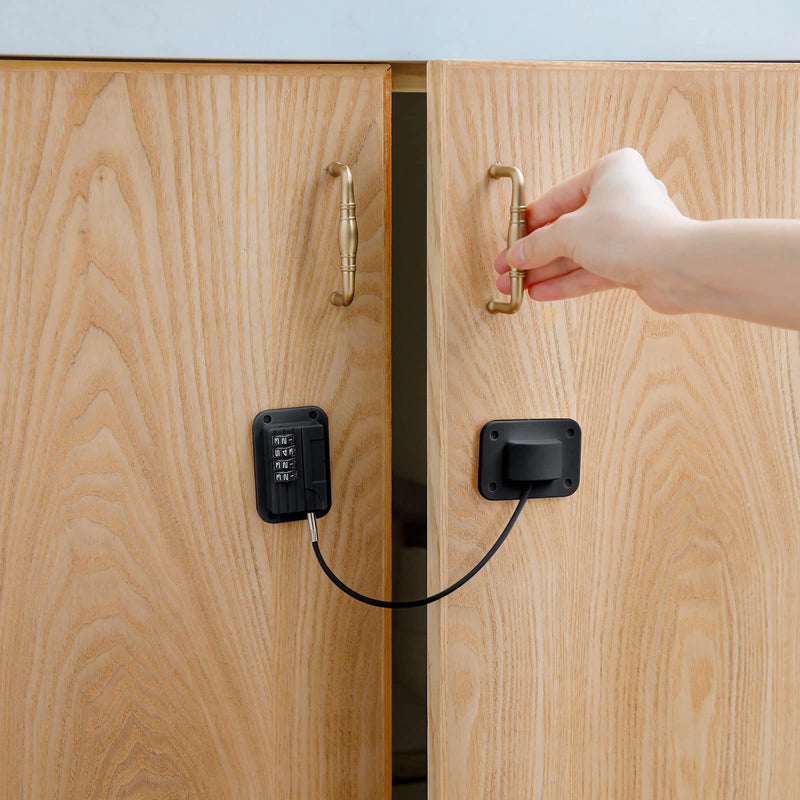 Zhengmy 4 Pcs Refrigerator Locks, Cabinet Locks with Combination, Heavy Duty Fridge Lock with 4 Digit Code for Kids Adults, Child Proof Fridge Lock, Drawers, Closets, Windows, Easy Install(Black) Black