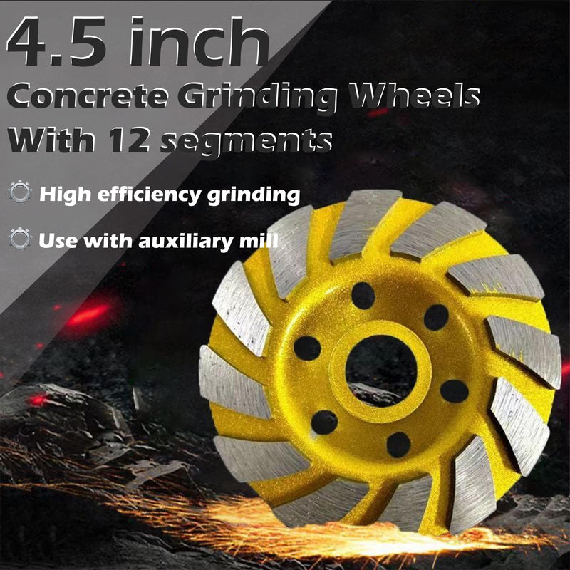 4 1/2 Inch Diamond Concrete Grinding Wheel, Turbo Segment Angle Grinder Wheel for Concrete, Stone, and Masonry, Heavy-Duty 4.5” Diamond Cup Wheel for Fast Grinding & Smoothing