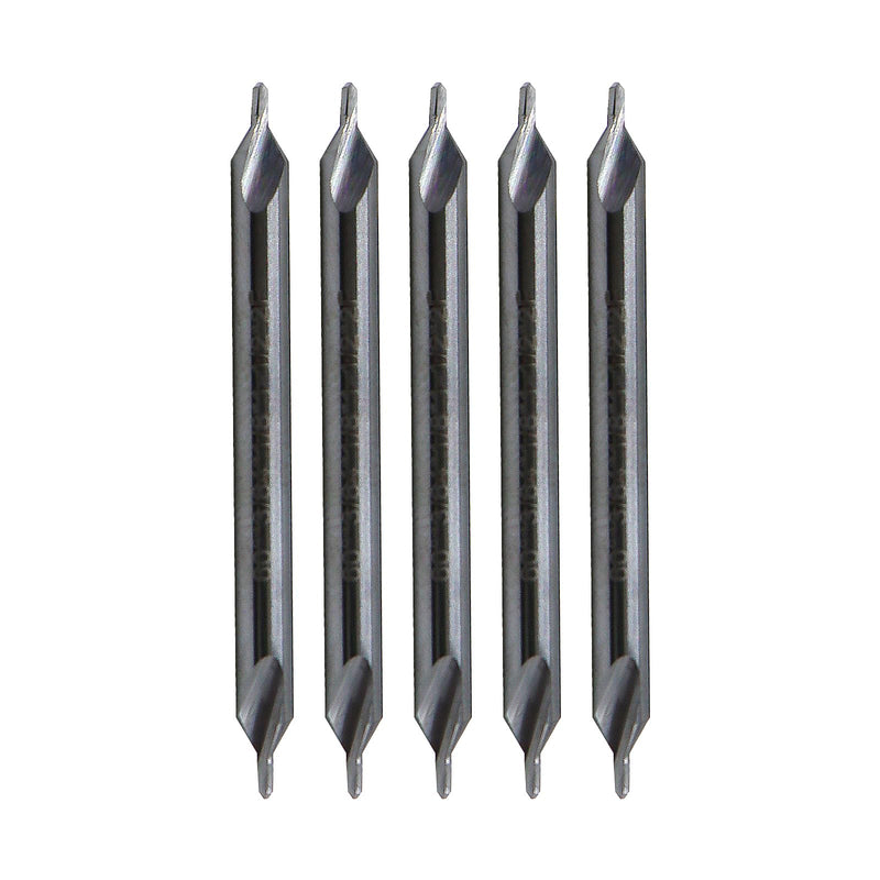 5Pcs 3/64" Pilot Diameter,1/8" Shank Diameter Solid Carbide Center Drills-Double End,2Flute,60 Degree Bits Tool for Producing Center Holes