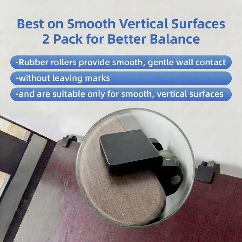 Standing Desk Anti Wobble Stabilizer Clamp 2 Pack, Helps Reduce Standing Desk Wobble, No-Drill Desktop Clamp with Rubber Roller for 1 Inch Desk Tops (Fits 0.5"–1.2") Black (2-pack 0.5"–1.2" Desk Thickness)