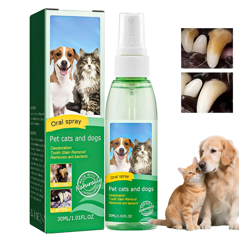 JoanofArc Dog Dental Care Spray - Oral Care Spray for Dogs - Teeth Cleaning Spray - Freshen Breath for Pet Cats and Dogs, Reduce Plaque & Tartar, Support Clean Teeth, No Brushing, 30ml/1.01 Fl Oz