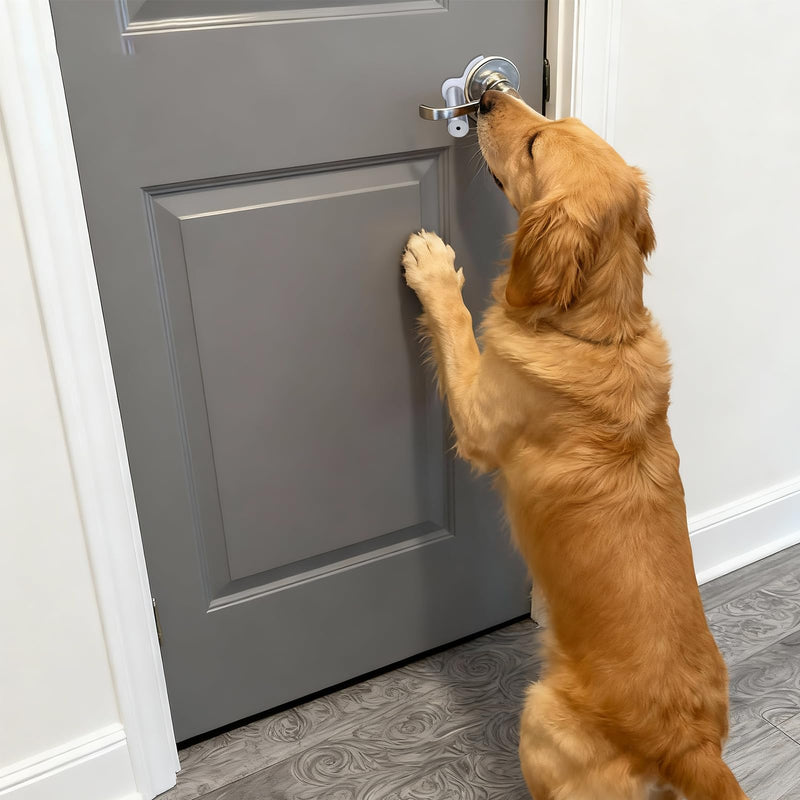Pet Proof Door Lever Lock, Door Handle Lock Child Safety, No Adhesive Baby Proofing Door Handle Lever for Toddlers Cats Dogs (White) White