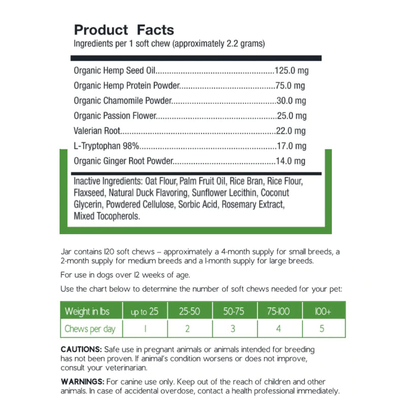Ketona Daily Calming Chews with Hemp for Dogs, Natural Duck Flavor, Healthy Chewable Supplements That Promote Calming and Relaxation, Natural and Organic Ingredients – 120 Count - PawsPlanet Australia