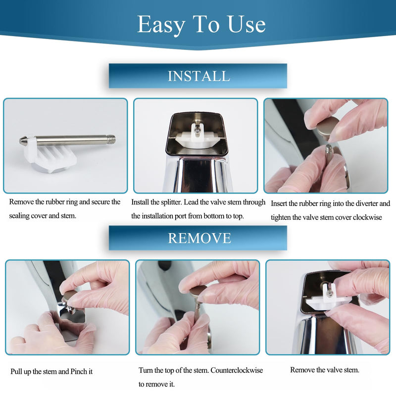 2 Set Tub Spout Diverter Repair Kit, Bathroom Shower Bathtub Leaky Faucet Repair Replacement Parts, Includes 2 Diverter Valve Stems, 2 Gates Seals and 2 Cup (Brushed Nickel) Brushed Nickel
