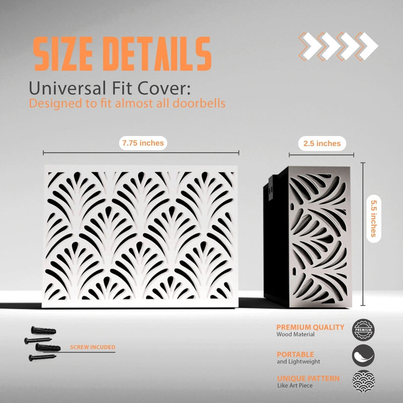 Doorbell Chime Cover Box Only, Aesthetic Wooden Door Bell Chime Box Design Cover for Home Upgrades, Easy Install Decorative Doorbell Cover Box Only, Universal Fit Door Bell Cover, White
