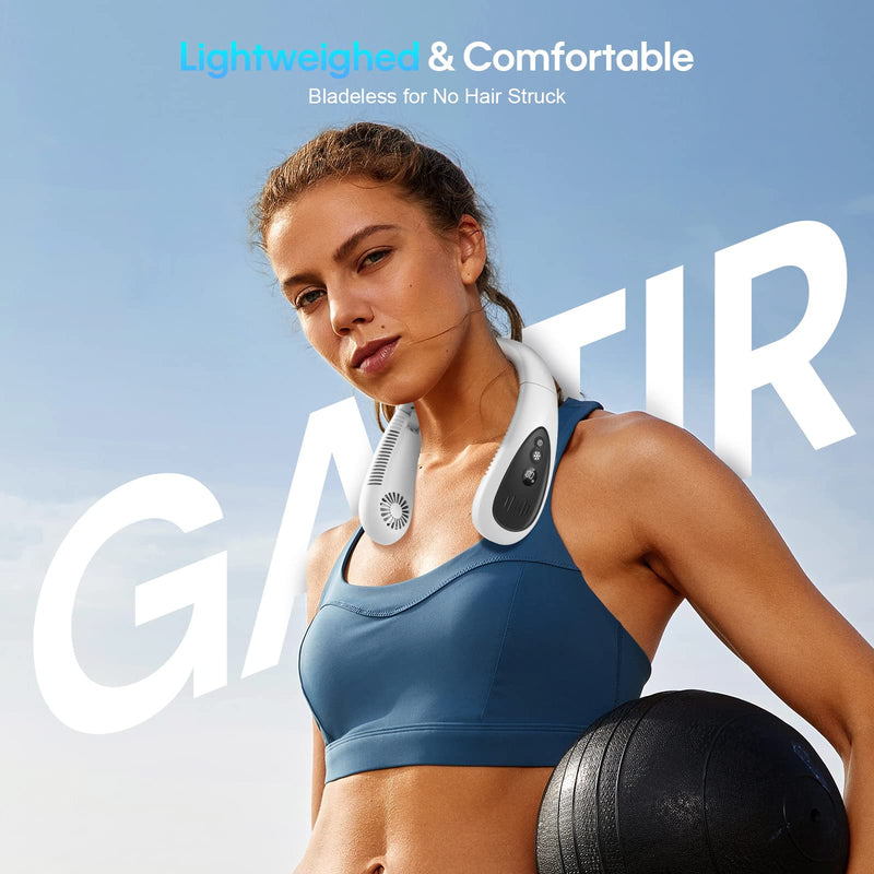 Neck Fan, 5000mAh LED Display Foldable Neck Fans Portable Rechargeable, with 3 Speeds Adjustment and Heat Sink Aluminum Sheet, Hands Free Personal Fan,USB Powered, Portable Neck Fan for Travel Outdoor