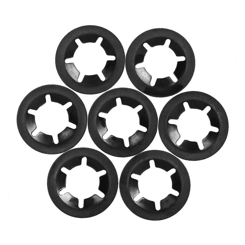 7 Sizes 320PCS Internal Tooth Starlock Washers,Quick Speed Locking Washers, Push On Retainers Clips,Push On Nut Fasteners Assortment Kit for Shaft and Stud,65Mn Spring Steel,Black Oxide Finish