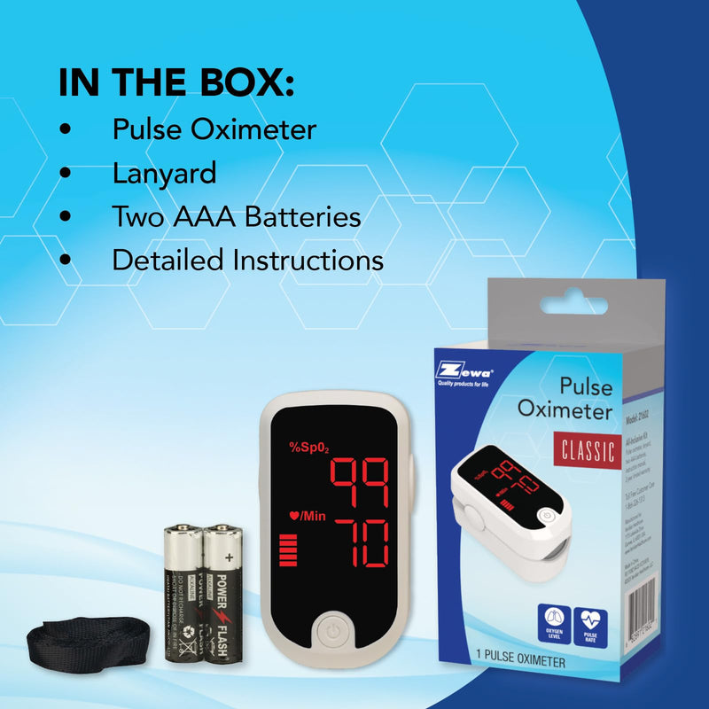 Zewa Advanced Fingertip Pulse Oximeter – SpO₂ & Heart Rate Monitor with OLED Display, Plethysmograph & Perfusion Index – Portable Blood Oxygen Saturation Meter for Home, Sports & Travel