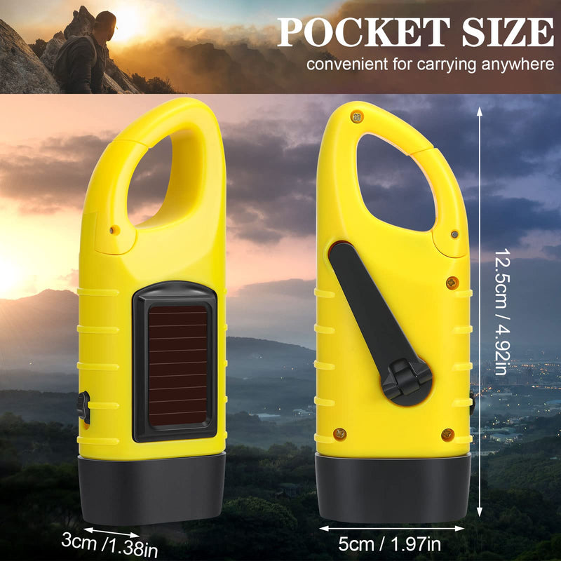 Mudder 6 Pcs Hand Crank Solar Powered Flashlights Emergency Rechargeable LED Handheld Flashlights for Survival Gear Outdoor Sports Camping Hiking Backpack Safety(Green Yellow Black) Green Yellow Black