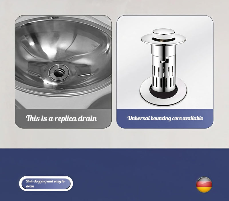 Stainless Steel Bathroom Sink Stopper - Universal Pop-up Drain Stopper with Hair Catcher, Anti-Clog Sink Drain Strainer for Bathroom, Kitchen, RV