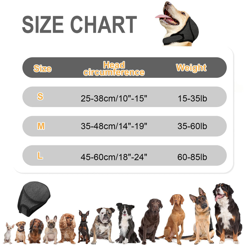 Dog Ear Muffs,no Flap Ear Wraps for Dogs,Dog Ear Covers for Bath,Drying Swim Noise Ear Protection for Dogs for Fireworks Traveling(Grey,M)