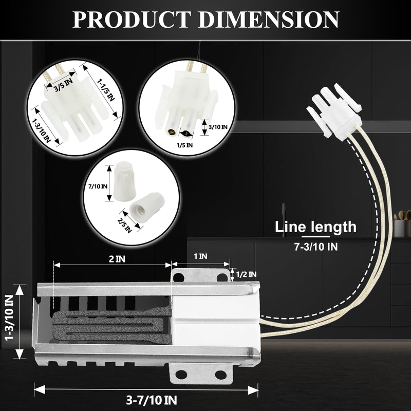 WB13K21 Gas Range Oven Flat Igniter with Connector Plug, 5303935066 Oven Igniter for GE Hotpoint Kenmore Gas Stove, Replaceable IG9998 Norton-501a AP2020569 PS231280 WB13T10045