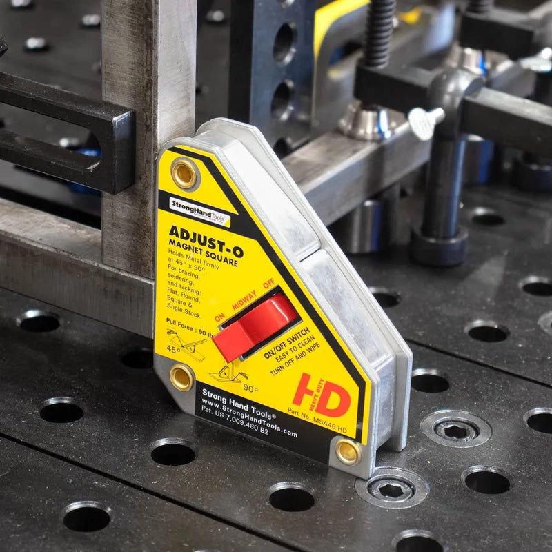 Strong Hand Tools MSA46-HD Adjust-O Heavy Duty Magnet Square, On/Off Switches, 65 lbs Pull Force, 4-3/8" Length, 3-3/4" Width, 1-1/8" Height
